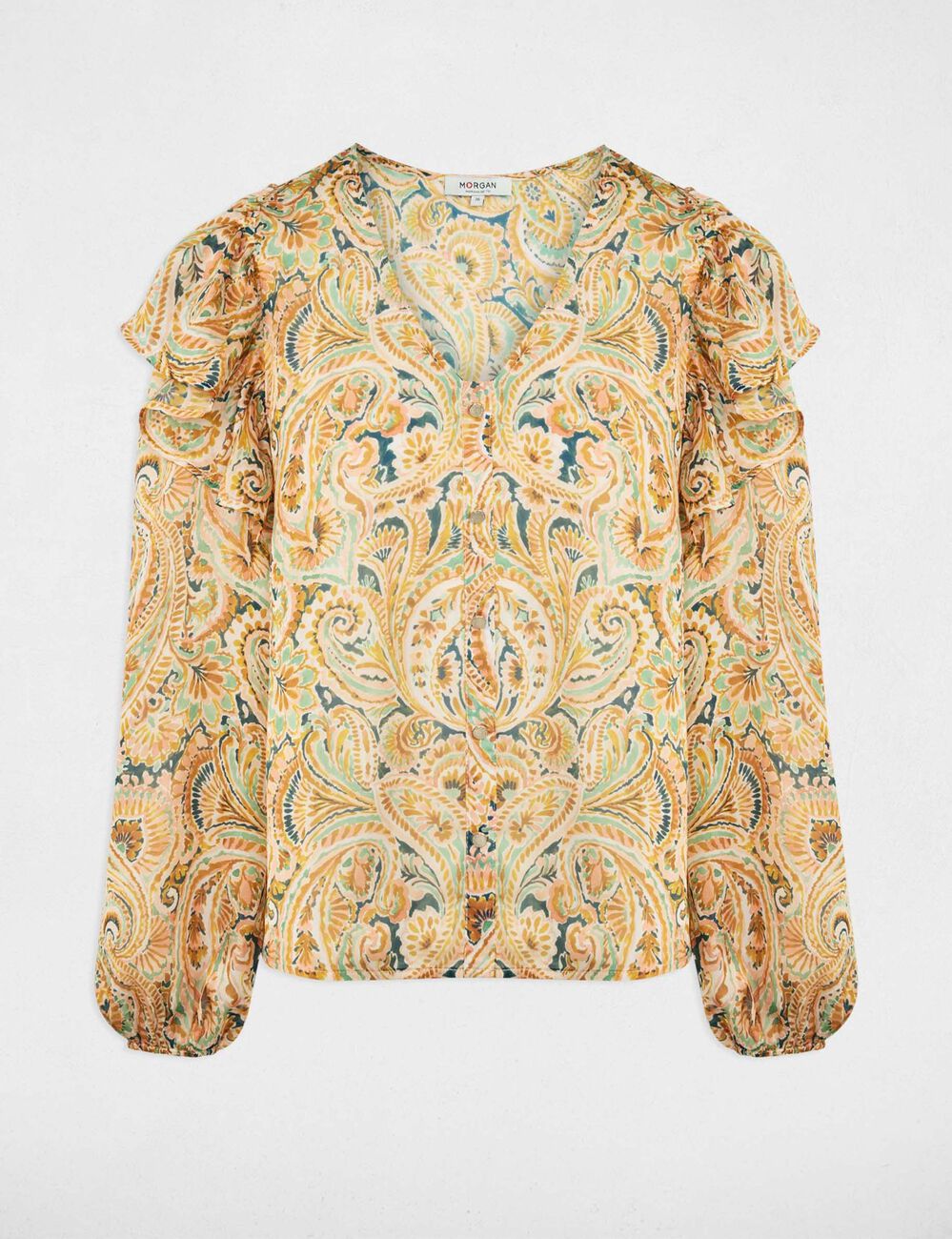 Chemise ajust&eacute;e col v multicolore femme