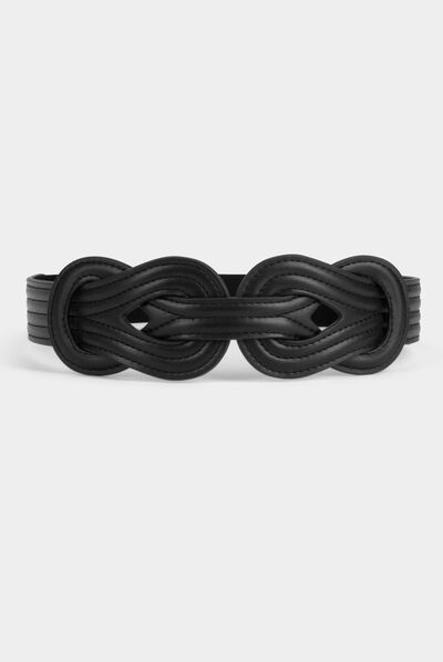Ceinture élastiquée avec noeuds noir femme