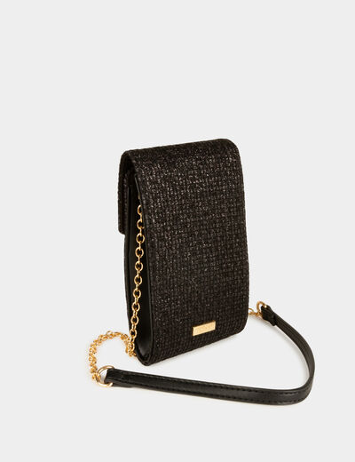 Pochette t&eacute;l&eacute;phone paillettes noir femme