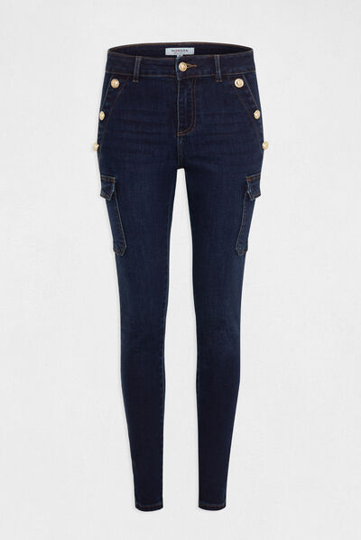Jeans cargo skinny à ponts jean brut femme