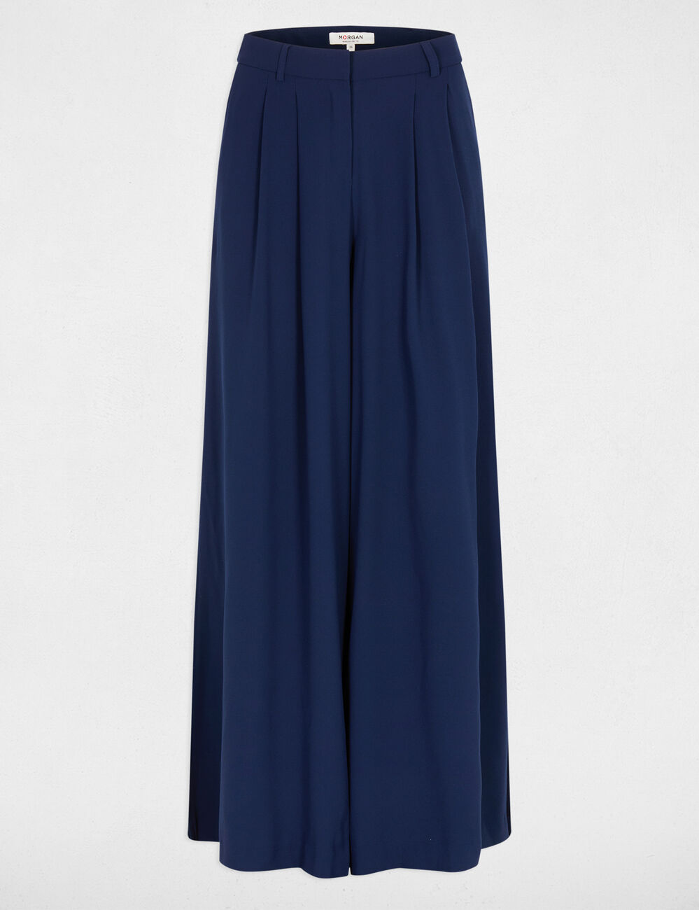 Pantalon large fluide bleu marine femme