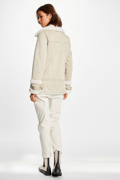 Blouson droit zippé beige femme
