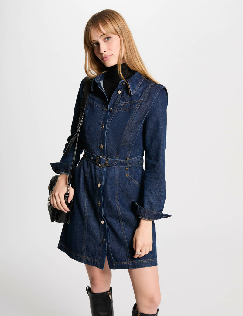 robe ajustee boutonnee en jean denim brut femme Robe ajustée boutonnée en jean denim brut femme