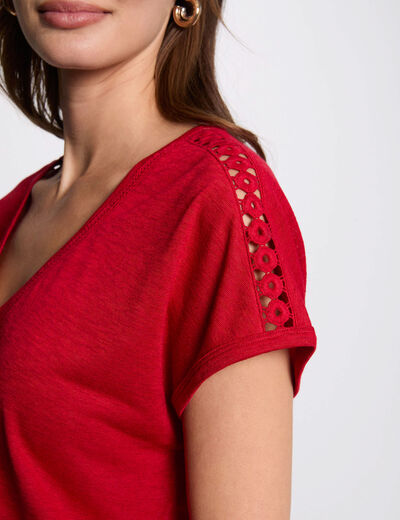 T-shirt manches courtes rouge femme