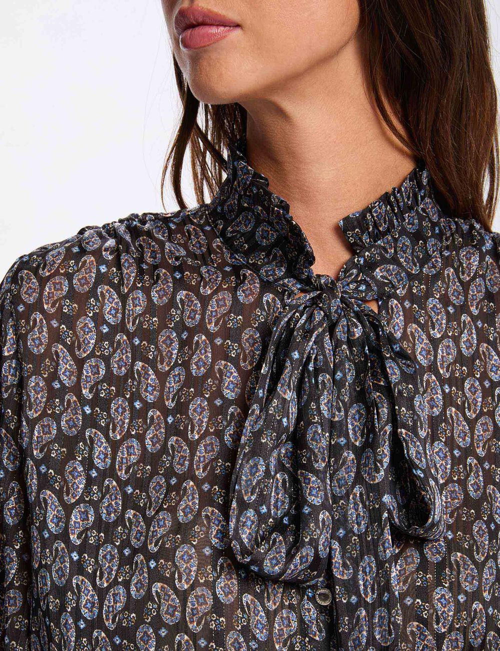 Chemise fluide col v multicolore femme
