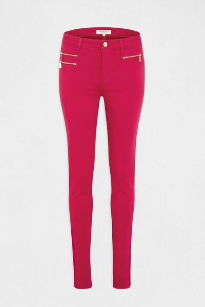Pantalon slim effet stretch rose fonce femme