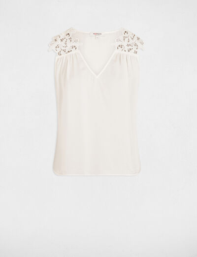 Top sans manches dentelle blanc femme