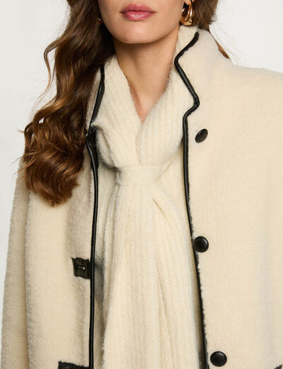 Manteau oversize duveteux beige femme