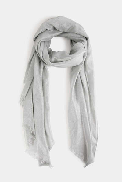 Foulard avec fils métallisés argente femme