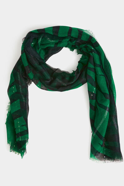 Foulard imprimé zèbre vert femme
