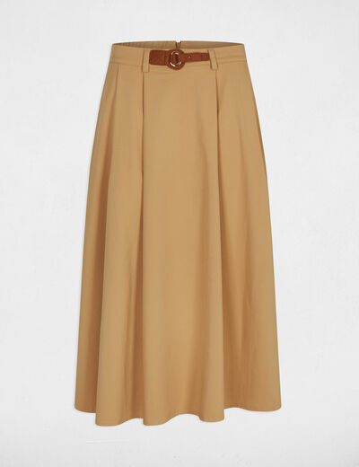 Jupe &eacute;vas&eacute;e taille haute beige femme
