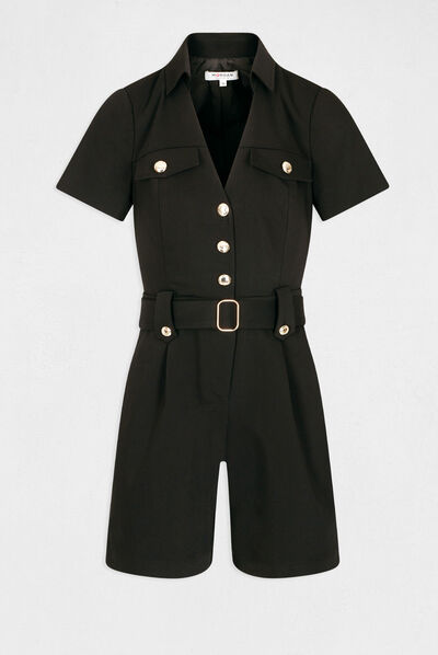 Combinaison droite ceinturée noir femme