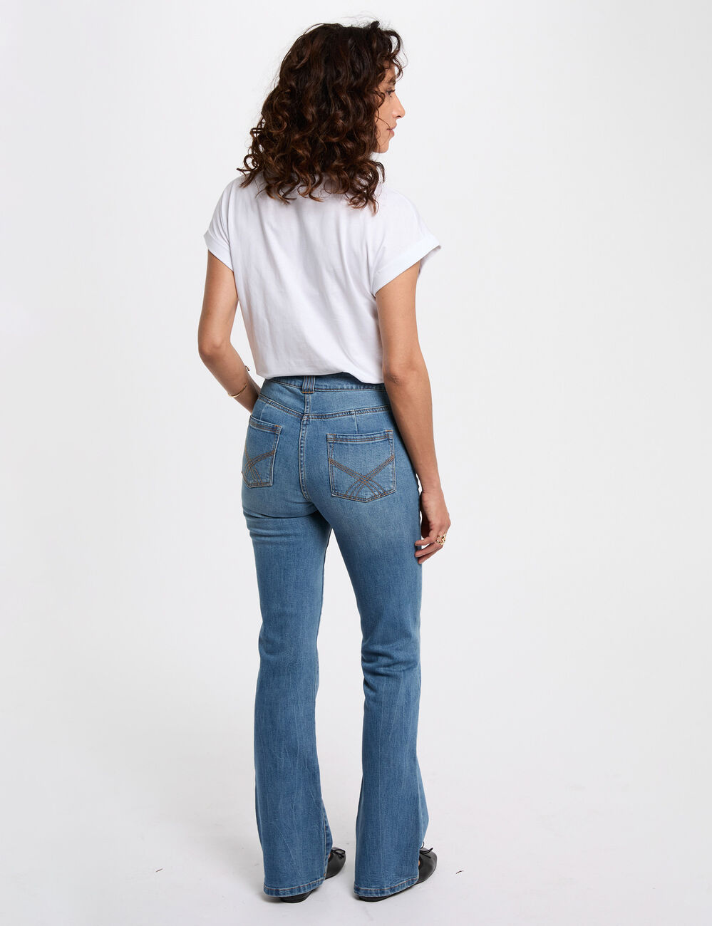 Jean Femme Charme Brodé Bootcut Taille 30x33 - Denim Élastique Confortable - Style Western