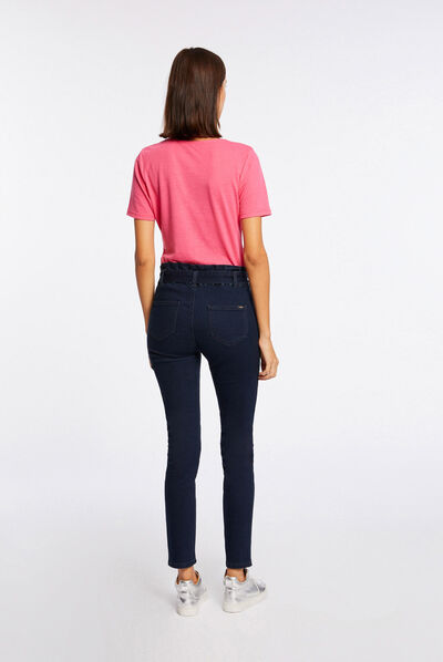 T-shirt manches courtes avec col en V fuchsia femme