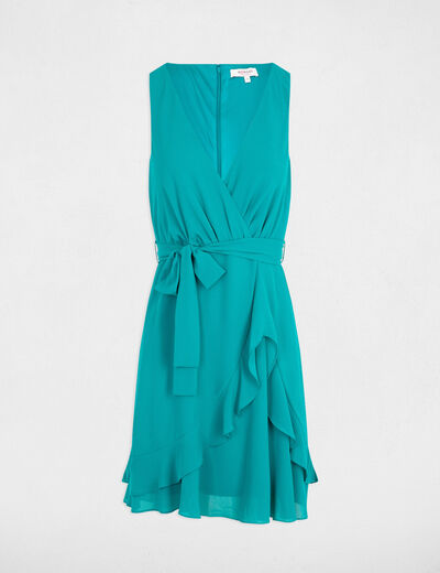 Robe courte portefeuille bleu turquoise femme