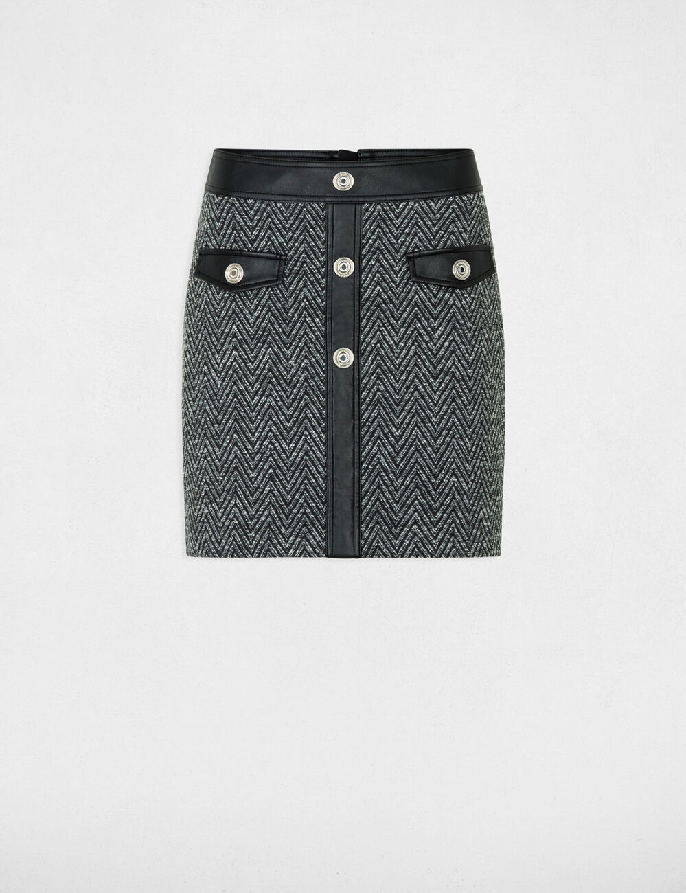 Jupe tweed noir femme