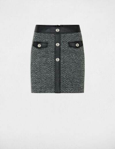 Jupe tweed noir femme