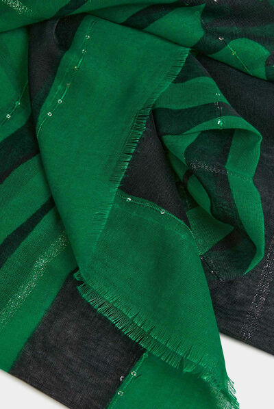 Foulard imprimé zèbre vert femme
