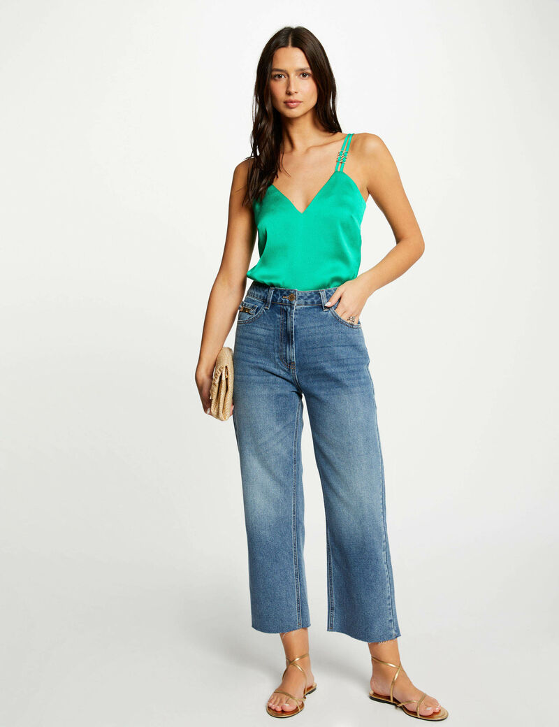 top satin a bretelles vert femme Top satin à bretelles vert femme