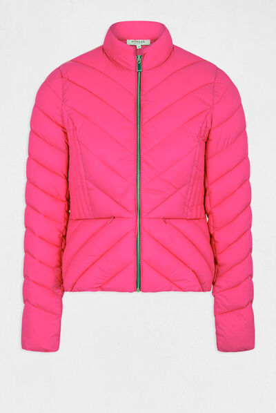 Doudoune droite zippée fuchsia femme