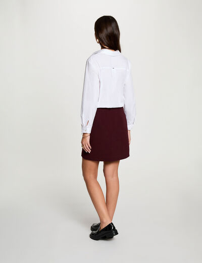 Chemise broderie col &agrave; revers blanc femme