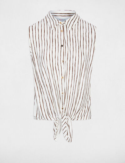Chemise col &agrave; revers blanc femme