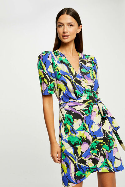 Robe portefeuille imprimé abstrait multico femme
