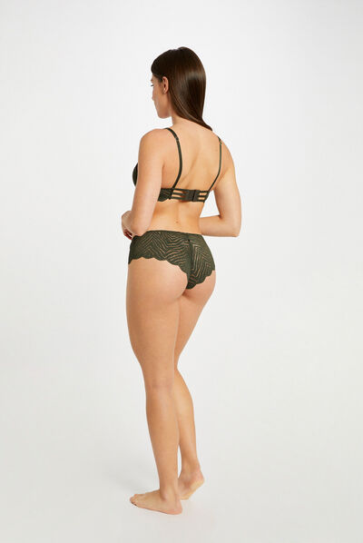 Shorty en dentelle vert kaki femme