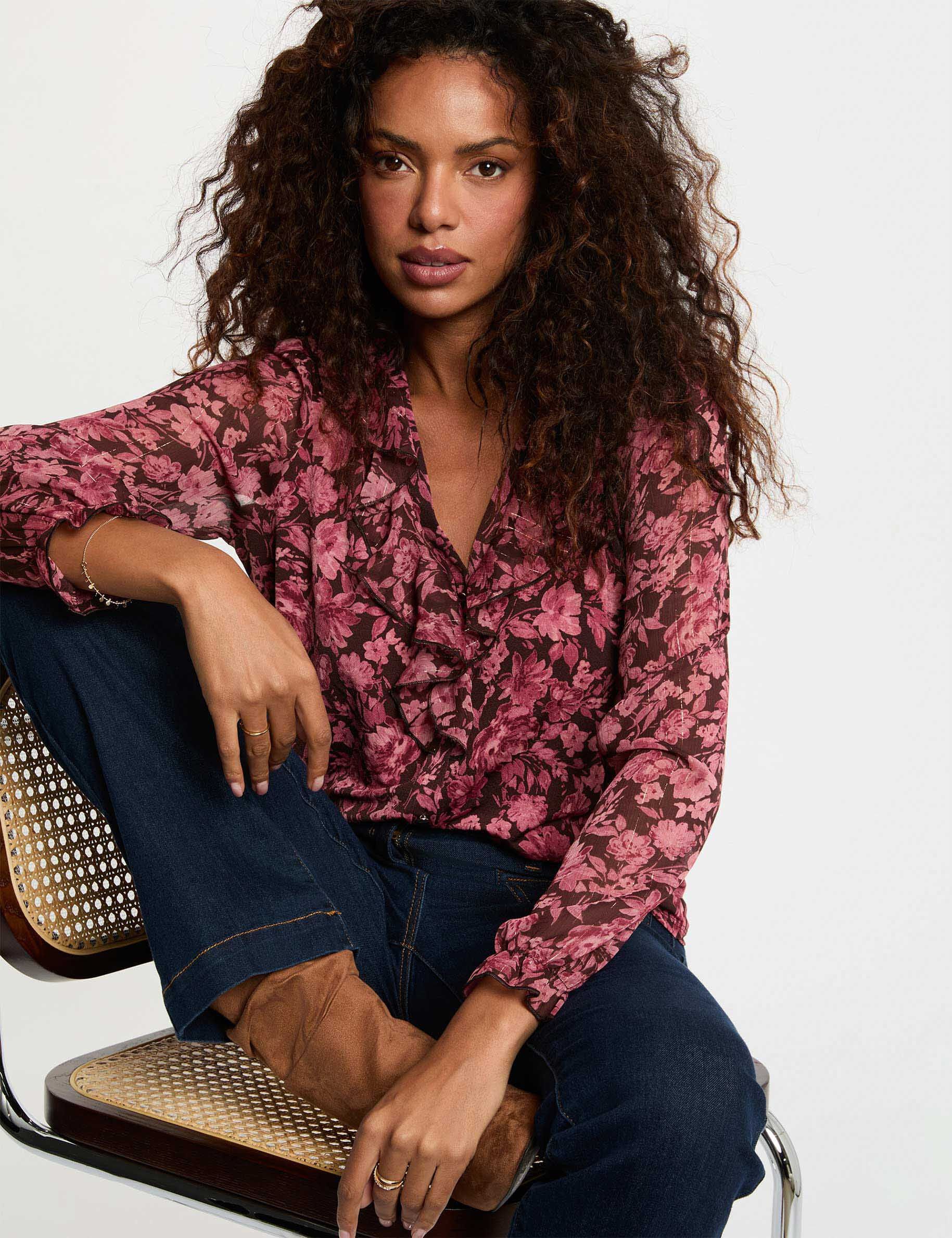 T shirt voile col v femme - vue 1