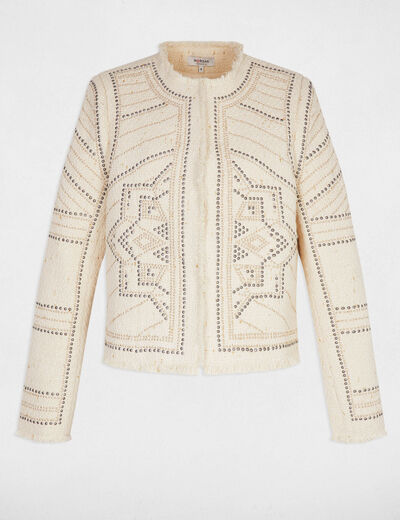 Veste droite clout&eacute;e ivoire femme
