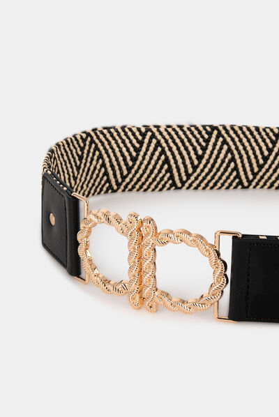 Ceinture à passants avec effet graphique noir femme
