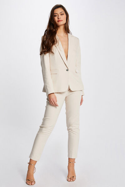 Pantalon cigarette 7/8ème ivoire femme