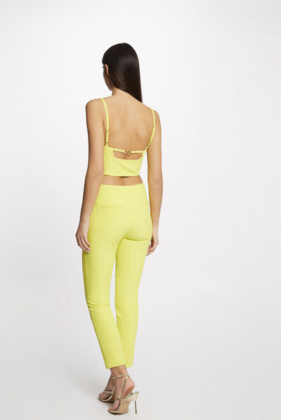 Bustier crop top à ornement dos jaune femme