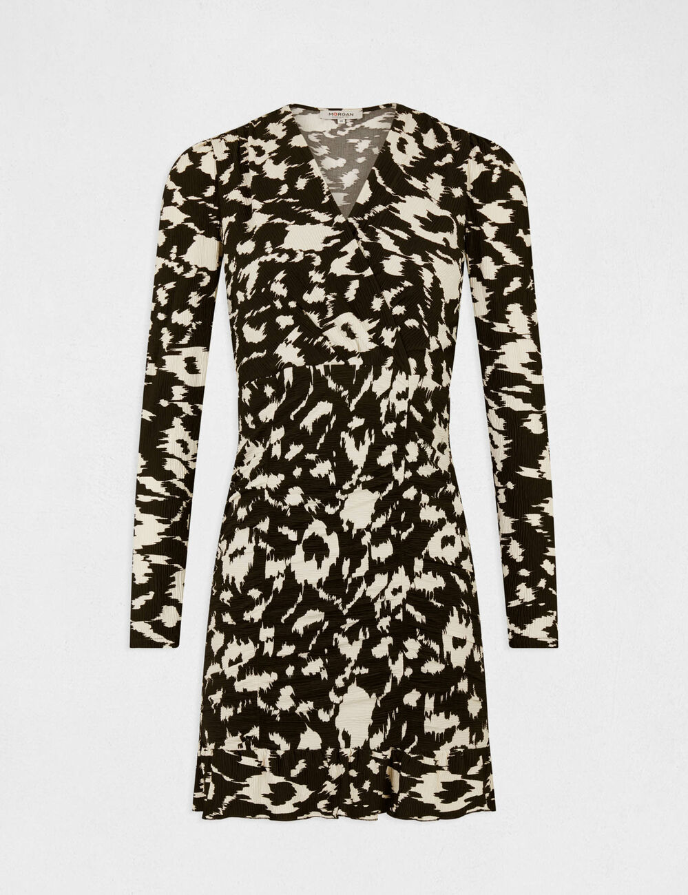 Robe ajust&eacute;e fronc&eacute;e imprim&eacute; abstrait multico femme