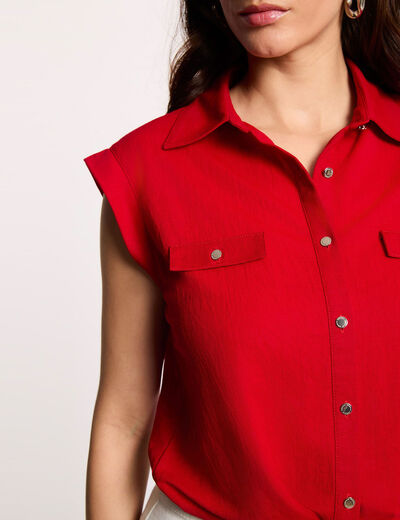 Blouse sans manches rouge femme