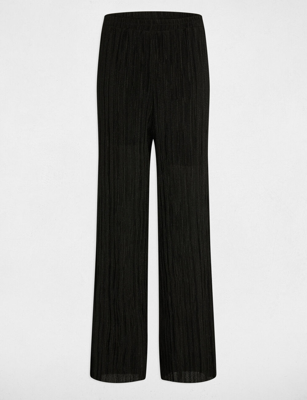 Pantalon large pliss&eacute; noir femme