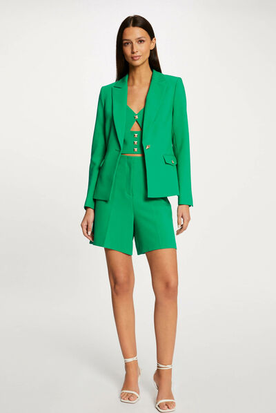 Veste city cintrée manches longues vert femme