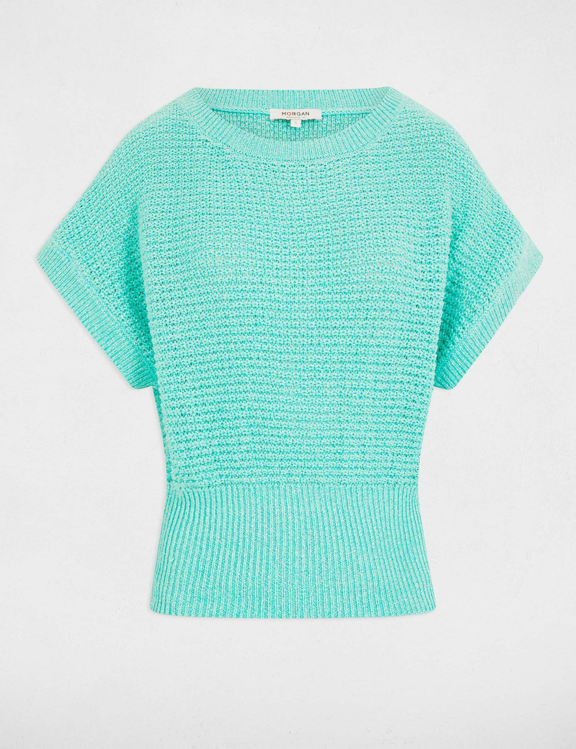 Pull manches courtes papillons vert émeraude femme | Bréal