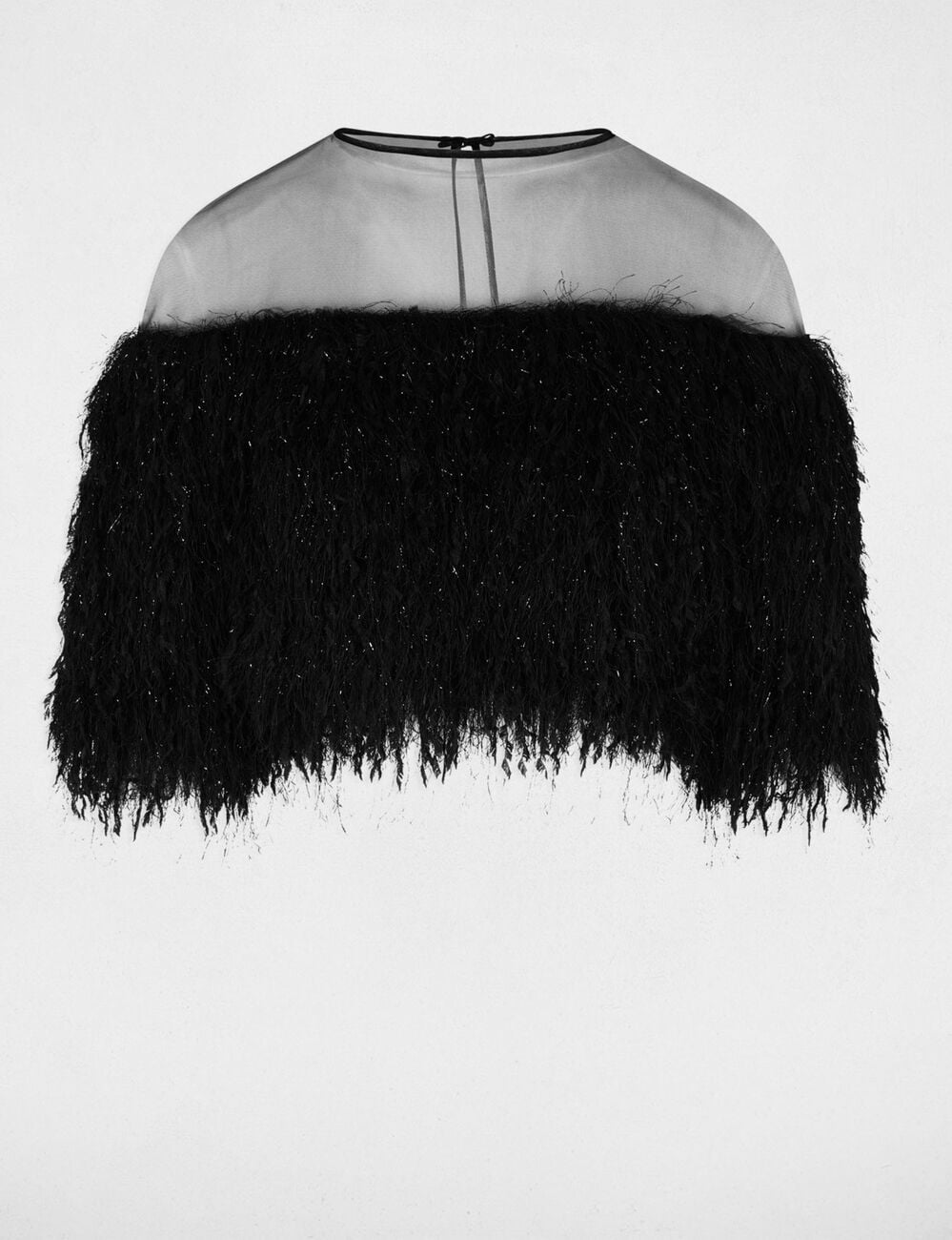 Blouse fausse fourrure noir femme