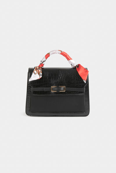 Sac rectangulaire avec foulard noir femme