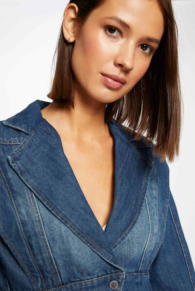 Veste cintrée en jean avec épaulettes jean stone femme