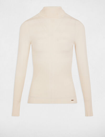 Pull col roul&eacute; cintr&eacute; ivoire femme