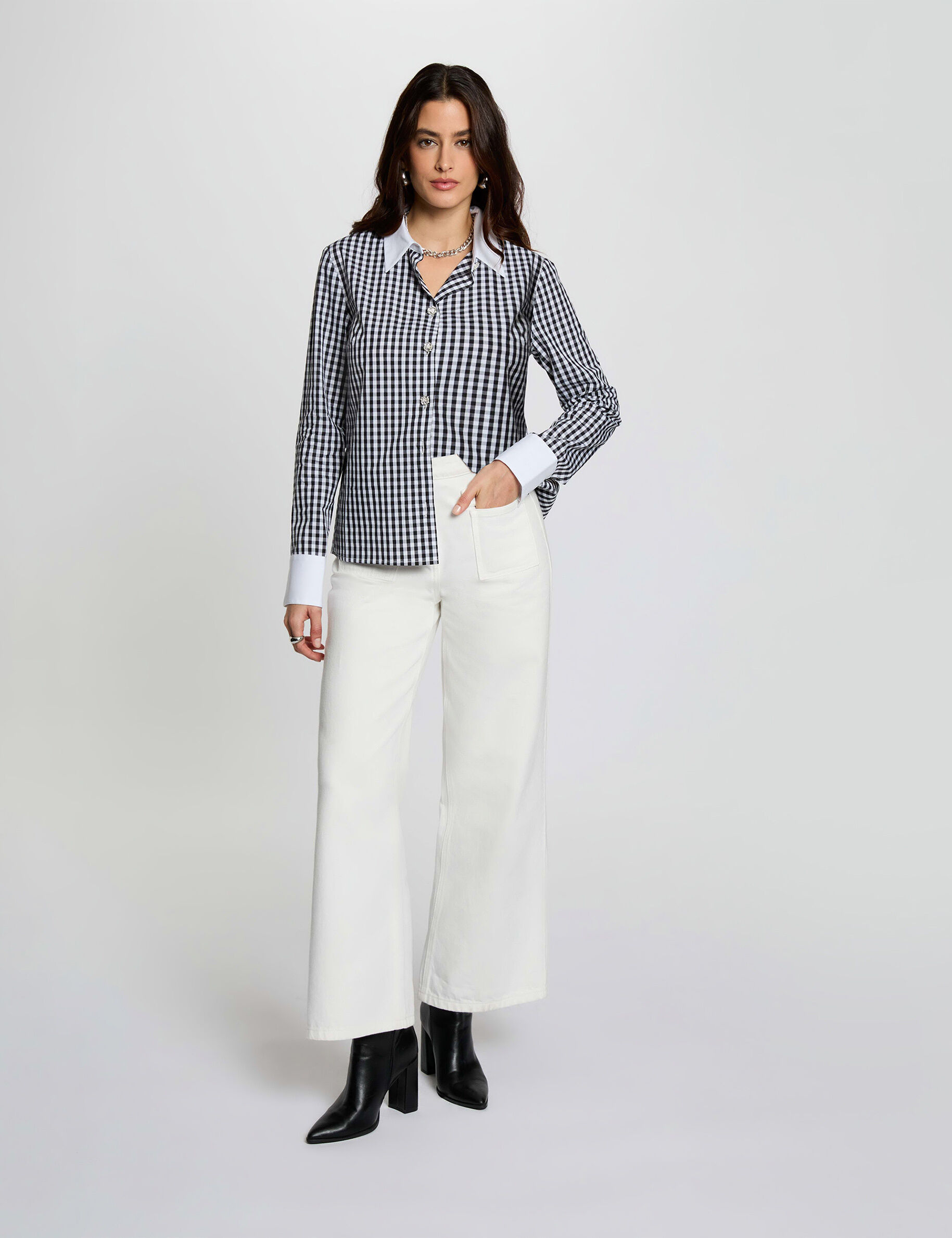 Chemise col contrastant femme