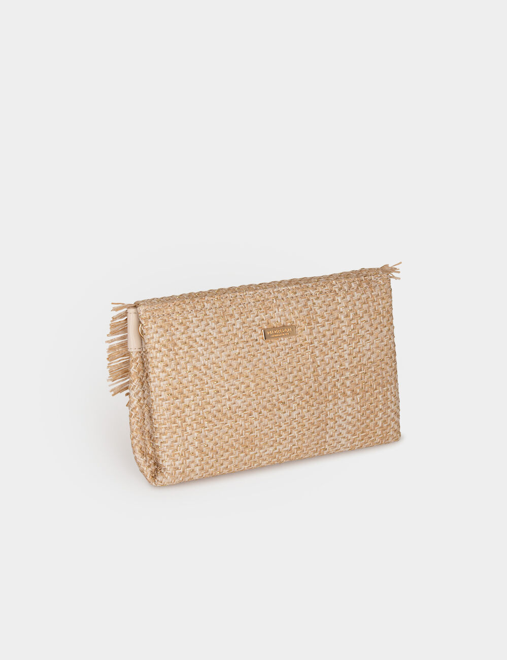 Sac tress&eacute; &agrave; franges sable femme