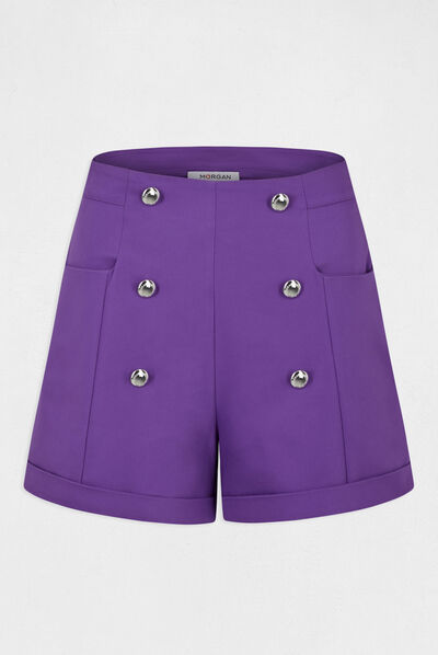 Short city droit à ponts violet fonce femme