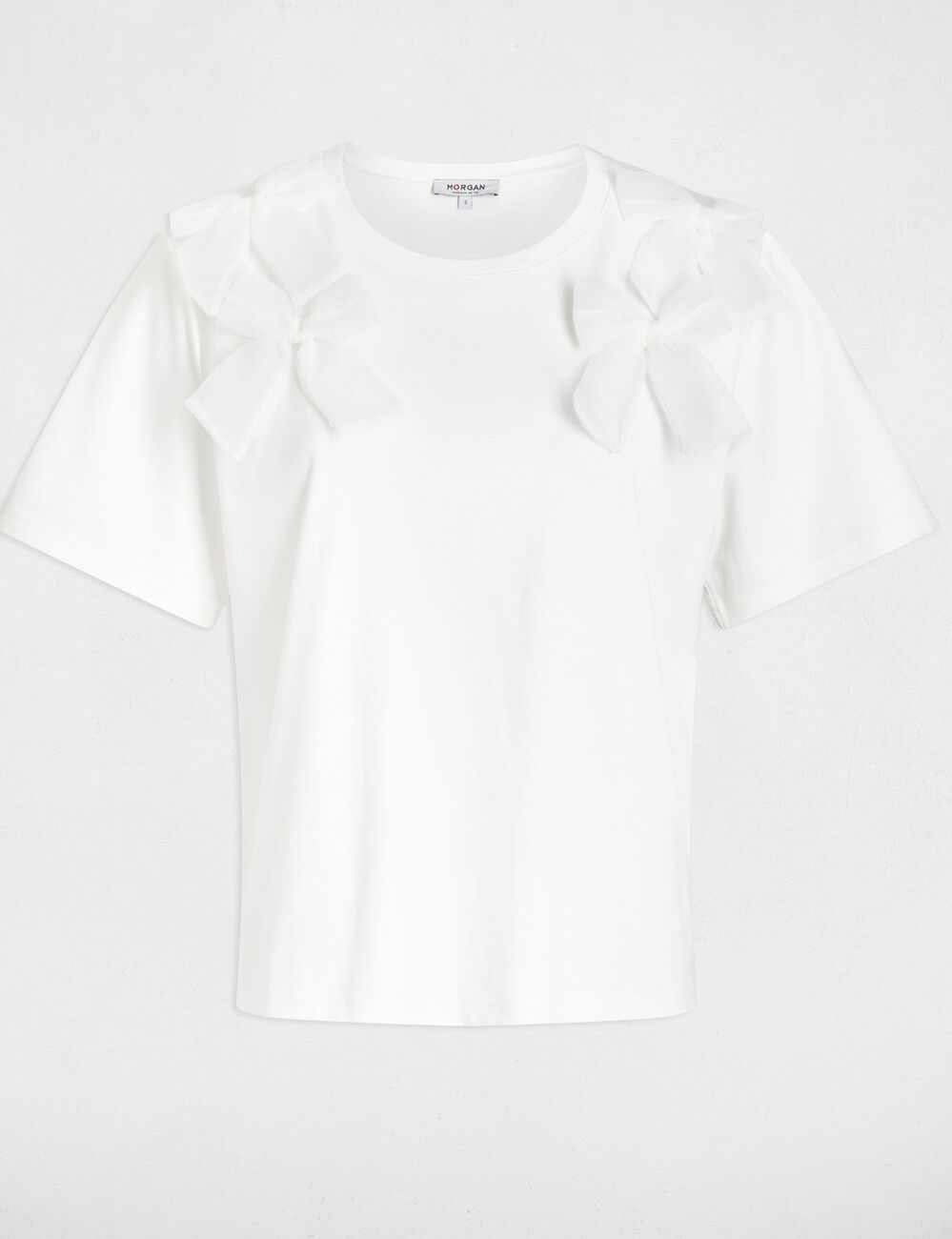 T-shirt col rond blanc femme