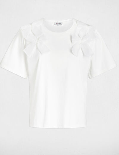 T-shirt col rond blanc femme