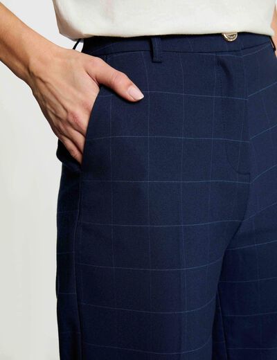 Pantalon taille haute bleu marine femme