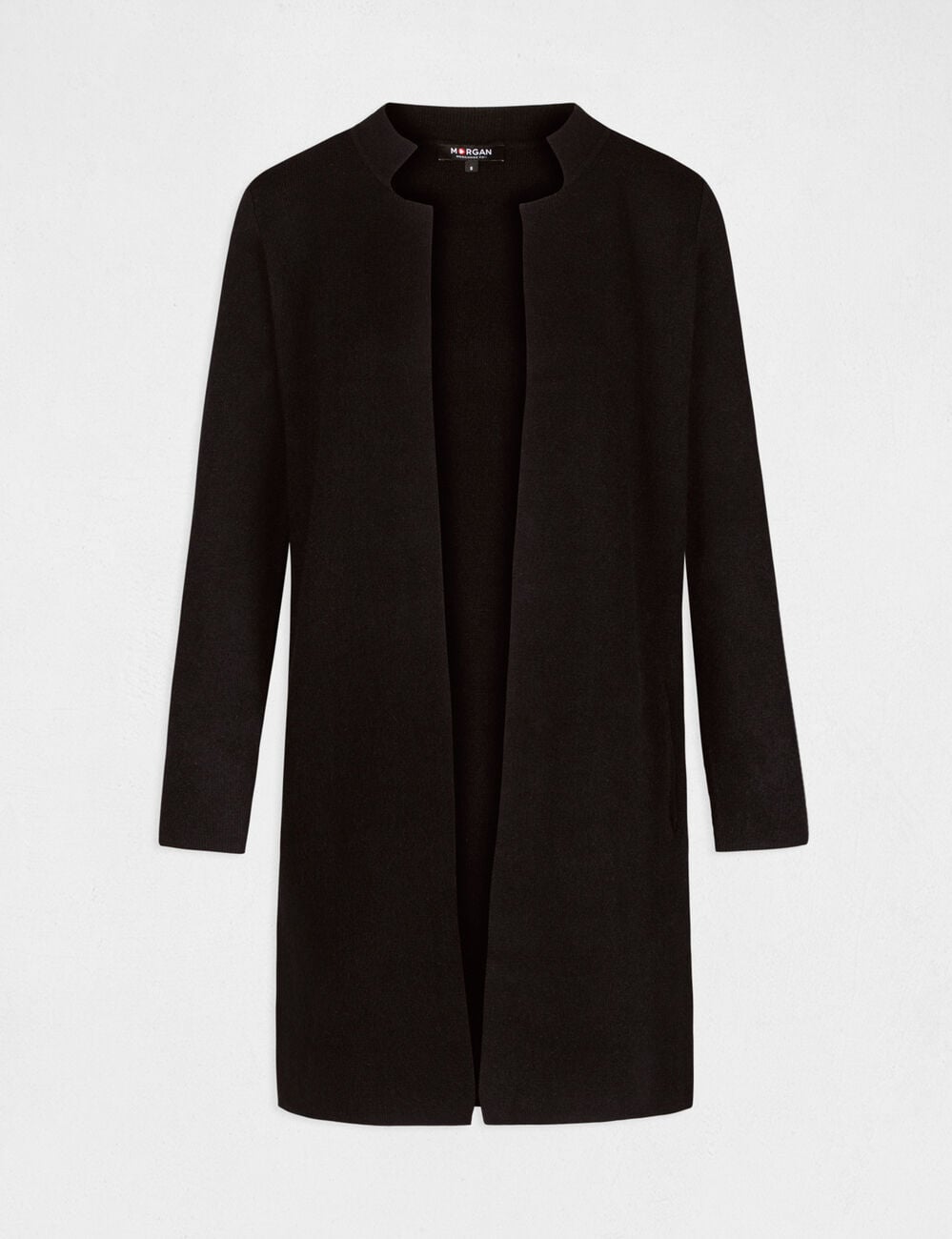 Gilet droit &agrave; col crant&eacute; gris fonc&eacute; femme