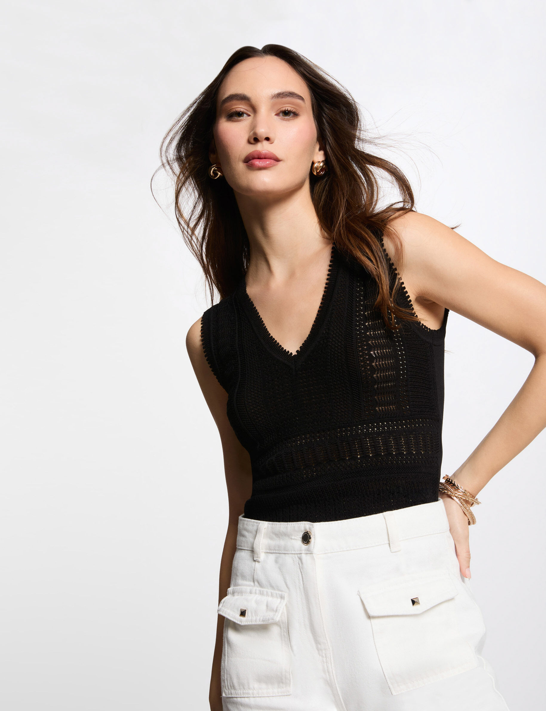 Pull sans manches ajouré - Morgan - Modalova